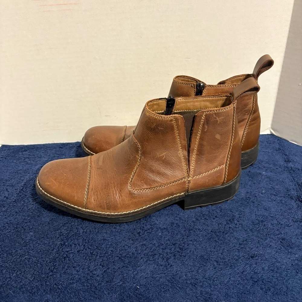 Rieker Leather Ankle Boots Cognac Brown Zipper Booties Women’s 10.5 EU 41 Exc